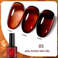 Jelly Amber nail gel polish No. 05 showing 1, 2, and 3 layers for transparency effects - Jelly Amber 05