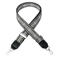 38mm ethnic style woven bag strap in black and silver with adjustable metal buckles - Snowflake Pattern Black Top Grain Leather