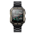 Rugged black smart watch with metallic strap and gold accents for fitness tracking - Black Three-bead Metal
