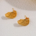Elegant 18k gold plated titanium steel twist stud earrings with a polished finish - Wire Entwined