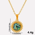 Detail view of 304 stainless steel sun pendant with dimensions 1.9cm height and 1.7cm width - Gold (Abalone Shell Necklace)