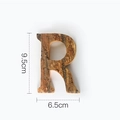 Natural birch wood letter R decorative ornament with bark texture, 9.5cm height - Letter R