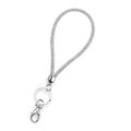 Cordino in strass argento scintillante con chiusura a moschettone e portachiavi - Corto Bianco / Bianco