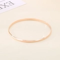 Polished rose gold stainless steel 3.6mm slim minimalist bangle bracelet for stacking - Inner Diameter 68mm / Single Piece / Rose Gold