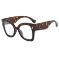 Oversize leopard print cat eye glasses with tortoise shell frame and blue light lenses - Full Tortoise
