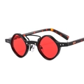 Punk hip hop sunglasses with thick black frame, red lenses and tortoiseshell temples - Black Frame Leopard Legs Red Lens