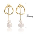Baroque pearl dangle earrings in gold finish with 5cm drop length and crystal details - 1030402304 Back Drop