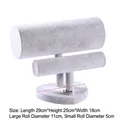 Gray velvet double-tier jewelry stand with heart base for headbands and bracelets - Heart-Shaped Headband Stand / Ice Flower Grey