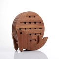 Ebony wood round coaster set with creative animal-shaped base and natural grain - Ebony Dolphin Shape Type B Mat Set (4 Pcs) With Base