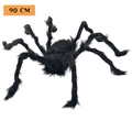 Black giant plush Halloween spider decoration with glowing red eyes and 90 cm span - Extra Large Black Spider