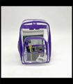 Transparent purple PVC backpack with double zipper compartments and inner organizers - Purple