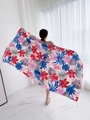 Ethnic style red beach shawl with vibrant floral pattern and soft lightweight fabric - Sea Blue-Multicolor Floral / 180cm / Aqua