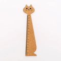 Cute cat-shaped wooden ruler with 15cm scale in natural wood finish for students - Brown Cat Face Ruler (Wooden 15CM)