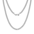 Polished S925 sterling silver Cuban link chain necklace with lobster clasp in white background - 3.6mm x 40cm / Silver