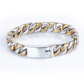 Bracelet gourmette bicolore or et argent pour hommes avec fermoir à charnière - Style Bicolore Or (KB35766-D)