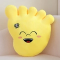 Yellow plush big foot pillow with a happy smiling face and embroidered spider detail - 50cm / Yellow