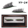 Natural thick eyelashes with green glitter eyeliner stickers in black gift box - YY-24 (Black Lashes/Green Glitter Band)