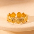 Minimalist gold-plated stainless steel shell pattern open ring for women - Gold 65-1