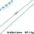 Bohemian style necklace with sky blue beads and stainless steel chain, 450x1.6mm size - Sky Blue (KN107790-Z)
