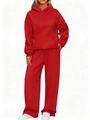 Full view of men's red oversized hoodie and matching joggers set in soft fabric - Red