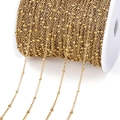 Gold vacuum plated stainless steel ball chain on white spool for DIY jewelry making - Gold Beaded Saturn Chain 2mm