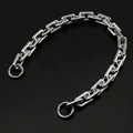 Silver rectangle link metal chain strap for handbags with round clasps on black background - Silver Total Length 60cm Including Buckle