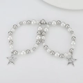 Detail of star charm pearl bracelets with heart magnetic clasp for couples - Antique Silver Star Magnetic Artificial Pearl Style / Antique Silver (5064)
