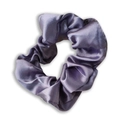 Lustrous purple satin scrunchie with elegant pleated fabric texture for women - Purple