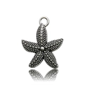 Vintage silver starfish pendant for DIY jewelry making with textured metal finish - Antique Silver Starfish 14x22mm