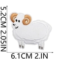 Detailed view of white sheep animal embroidery patch with size measurements 6.1cm x 5.2cm - Sheep Style