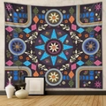 Arazzo mandala bohémien con fasi solari e lunari per decorazione murale interna - 73X95CM / Tessuto Spazzolato / GT220803 Mandala Grigio Scuro