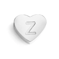 Silver heart bead pendant with letter Z engraving made of polished stainless steel - Letter Z (Silver)