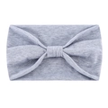 Grey elastic yoga headband with central bow detail on a plain white background - Light Heather Grey