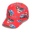 Casquette de baseball rouge pour garçons avec imprimé monster truck et drapeaux de course - 52-54cm / Rouge Camion Monstre Drapeau de Course (#16)