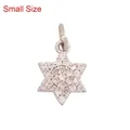 Micro-paved small silver hexagram star pendant with white cubic zirconia crystals - Small Hexagram / ABG3054-White Gold