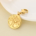 Close-up of golden Tree of Life pendant featuring relief design and lobster clasp - Round Tree of Life Pendant (KLJ6880-Z)
