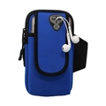 Fascia braccio sportiva blu reale per smartphone con doppia zip e foro per cuffie - Blu