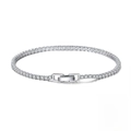 Detailed view of S925 sterling silver tennis bracelet with sparkling zircon stones - Silver-16.5cm