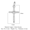 Silver cross charm in copper and cubic zirconia with 18x11mm dimensions for DIY jewelry - Silver X-Knot Cross (VB251)