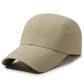Khaki 5-panel quick-dry sports baseball cap with breathable ripstop fabric for outdoors - Adjustable / Deep Beige