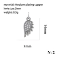 Silver angel wing pendant in rhodium plated copper with tiny cubic zirconia stones - Silver Wing (P05829-N-2)