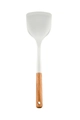 Spatola singola in silicone bianco crema con manico in legno naturale e foro - Spatola