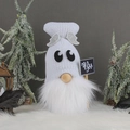 Poupée gnome fantôme avec ailes argentées et signe Boo pour décor de Halloween - Style Fantôme Blanc