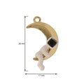 Golden crescent moon pendant with white astronaut charm, measures 33 mm by 17 mm - Moon Astronaut