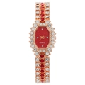Fashion women's luxury watch with red dial, rose gold diamond strap and quartz movement - Red Dial Rose Gold Strap Red Rhinestone