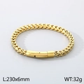 Pulsera de cadena de trigo dorada de 6mm en acero inoxidable con cierre de presión seguro - 23cm Dorado (KB147493-KFC)