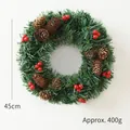 Classic 45cm Christmas wreath with pine needles, pinecones, and red berries, weighing 400g - 45cm / Pine Cone Style
