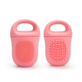 Pink silicone face ice roller and massager brush for skin cooling and cleansing - Ring Handle Style - Pink