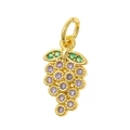 Elegant gold grape cluster pendant with purple and green stones on white background - Grape Shape (P30-1)