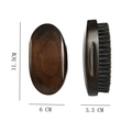 Dark brown curved wooden beard brush with black bristles measuring 11.5cm by 6cm - Beech Black Boar Bristle 11.5x6x3.5CM